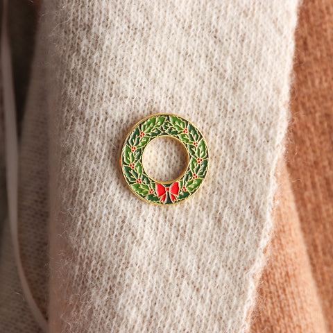 Christmas Wreath Pin Badge