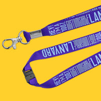 Custom printed polyester lanyard with a thumb hook
