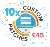 10 custom embroidered patches for 45 pounds