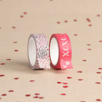 Valentines Love Hearts & XOXO Washi Tape, Pack of 2