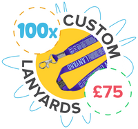 100 custom lanyards for 75 pounds