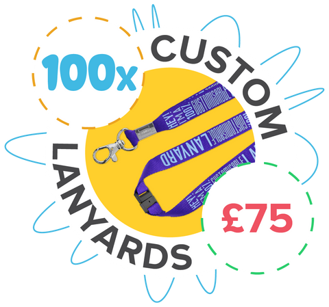 100 custom lanyards for 75 pounds