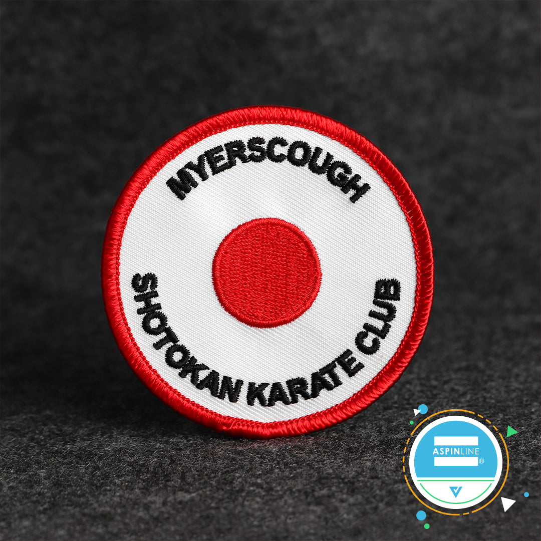Custom embroidered patch, fully customisable border, colours, shape and backing