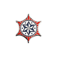 Red and blue hard enamel pin badge