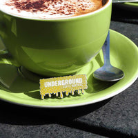 Underground coffee roasters soft enamel pin badge