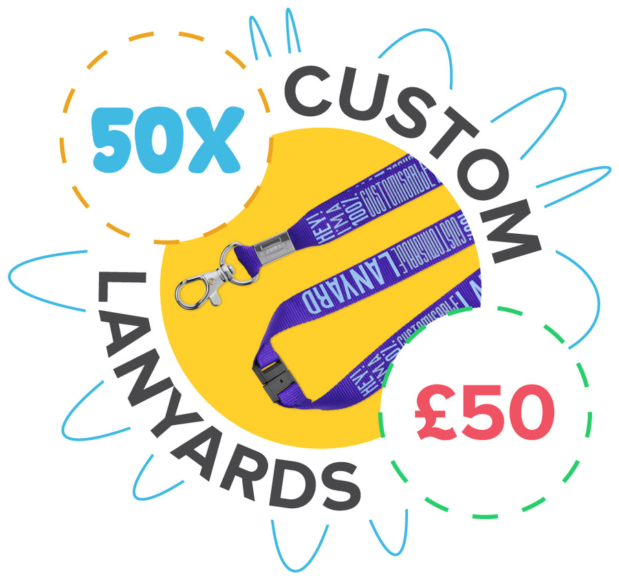 50 custom lanyards for 50 pounds
