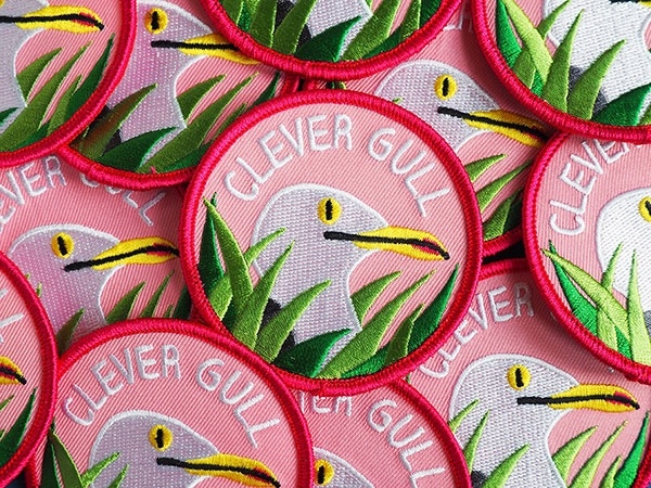 Clever Gull Embroidered Patches