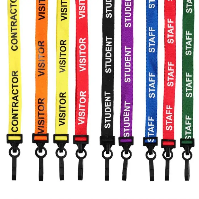 Pre-printed Stock Lanyards 15mm Plastic Hook Breakaway